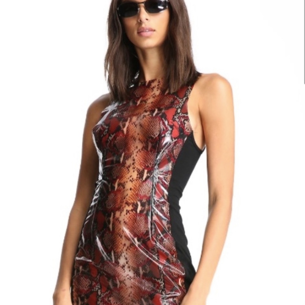 I.AM.GIA Red and Black Bodycon Dress Halter Sleeveless